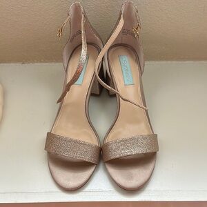 Betsey Johnson Gold Heels with Shimmering Ankle Strap